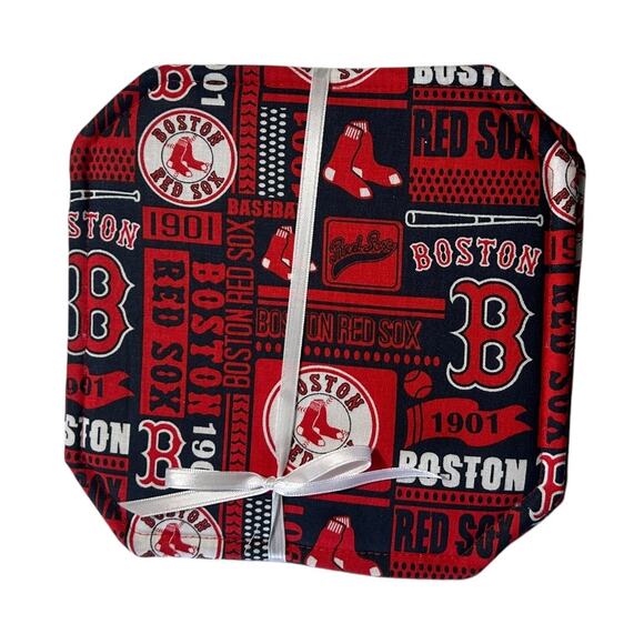 Handmade Boston Red Sox Hot Mats Trivet Set of 4 8" x 8" Baseball MLB Gift - Picture 1 of 3